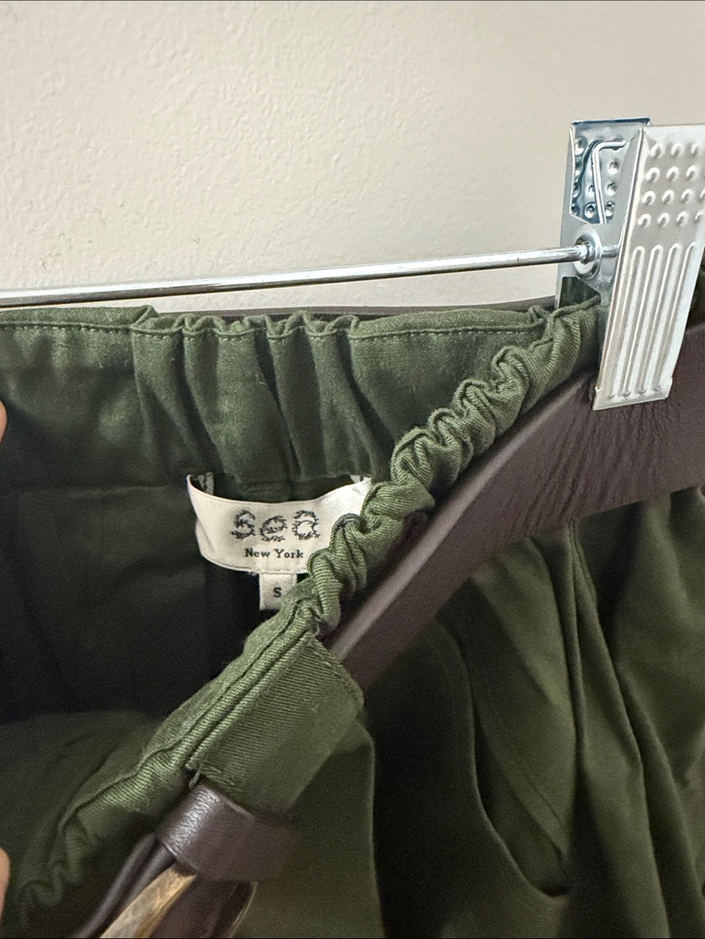 Sea New York Olive Green Full Midi Skirt with Belt - Picture 2 of 4